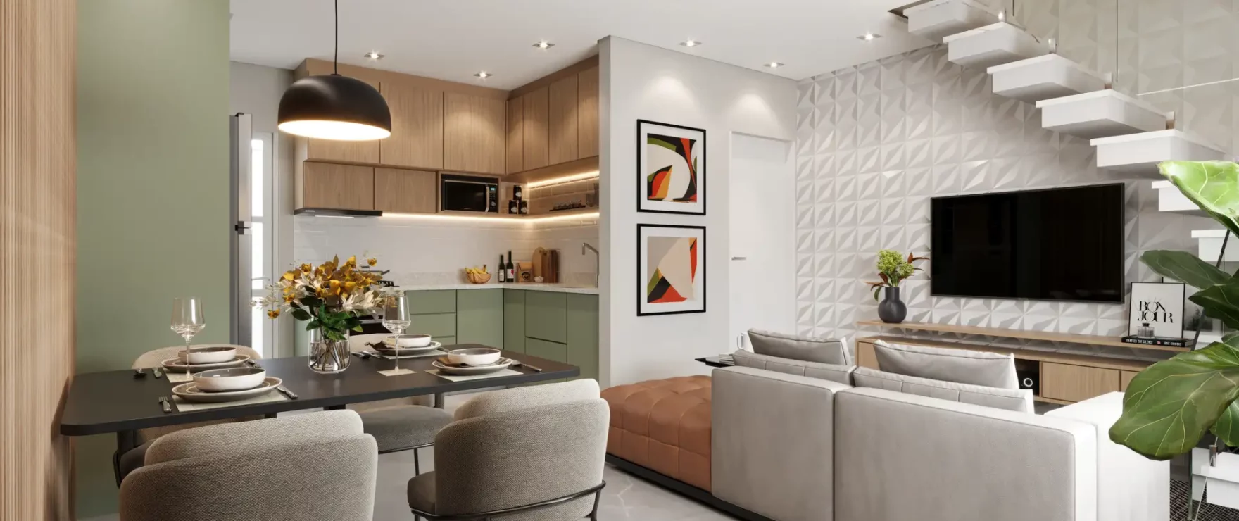 Sala de Estar Casa Tipo B Residencial Milão milao