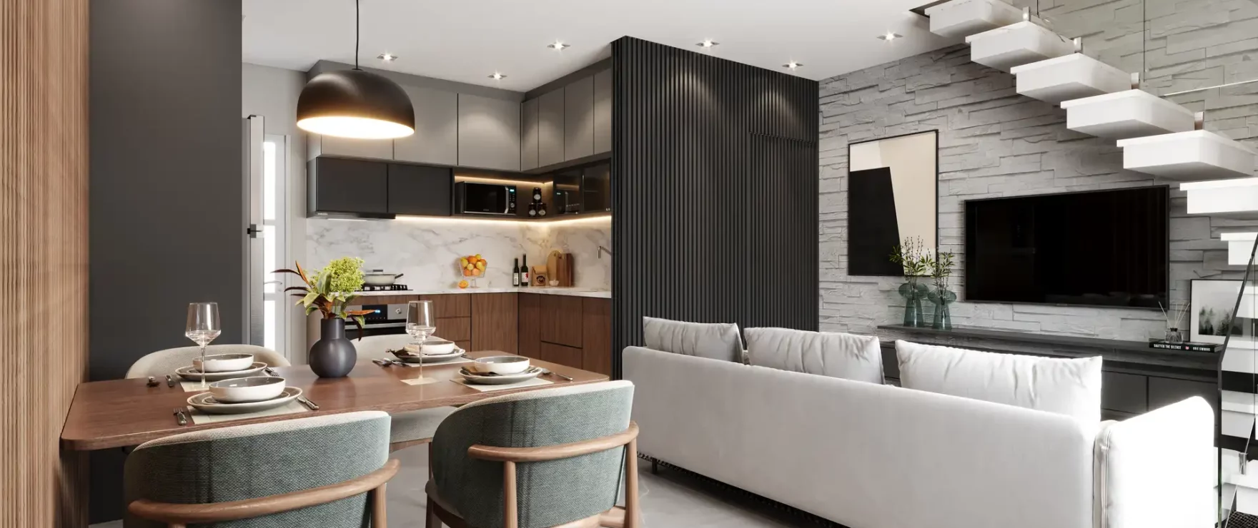 Sala de Estar Casa Tipo B Residencial Milão milao