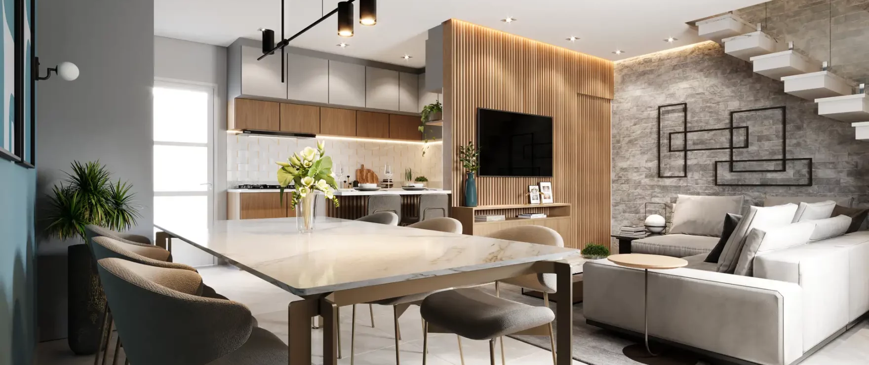 Sala de Estar Casa Tipo C Residencial Milão milao